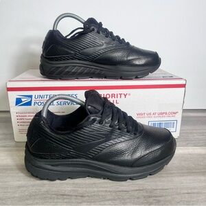 Brooks Addiction Walker 2 Sneaker Shoes Mens 7.5 Black Leather Non Marking